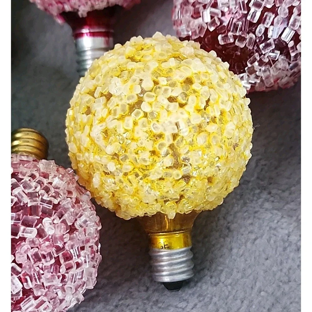 25 Vintage GE Snowball Frosted Lighted Ice Christmas Bulbs Tested Working Iced